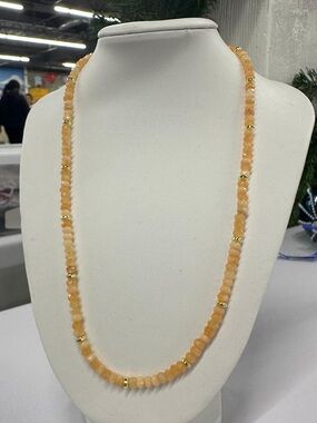 Sunstone Gemstone Beaded Necklace with Gold Accents